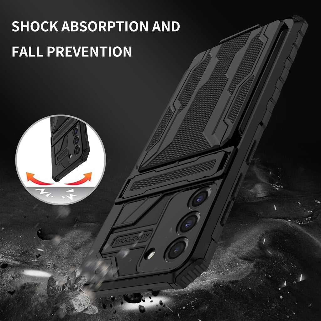 Samsung S21 FE Heavy Duty Kickstand Case Shockproof Card Holder BLACK