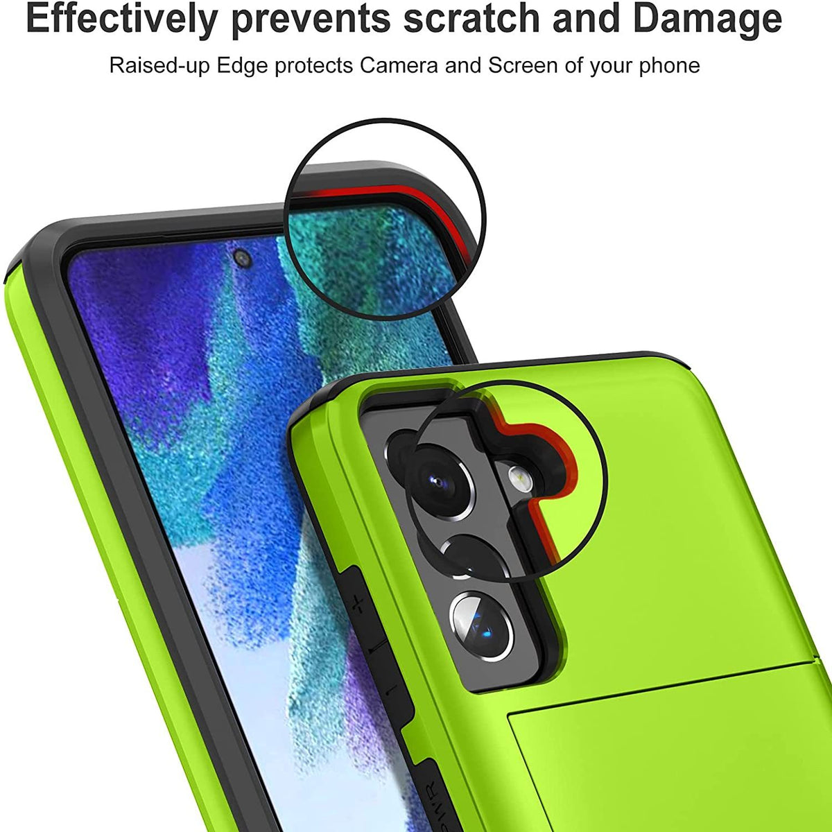 Samsung Galaxy S22 Shockproof Wallet Case Card Cover GREEN