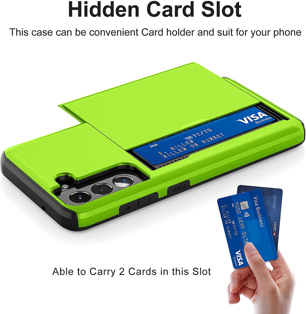 Samsung Galaxy S22 Shockproof Wallet Case Card Cover GREEN
