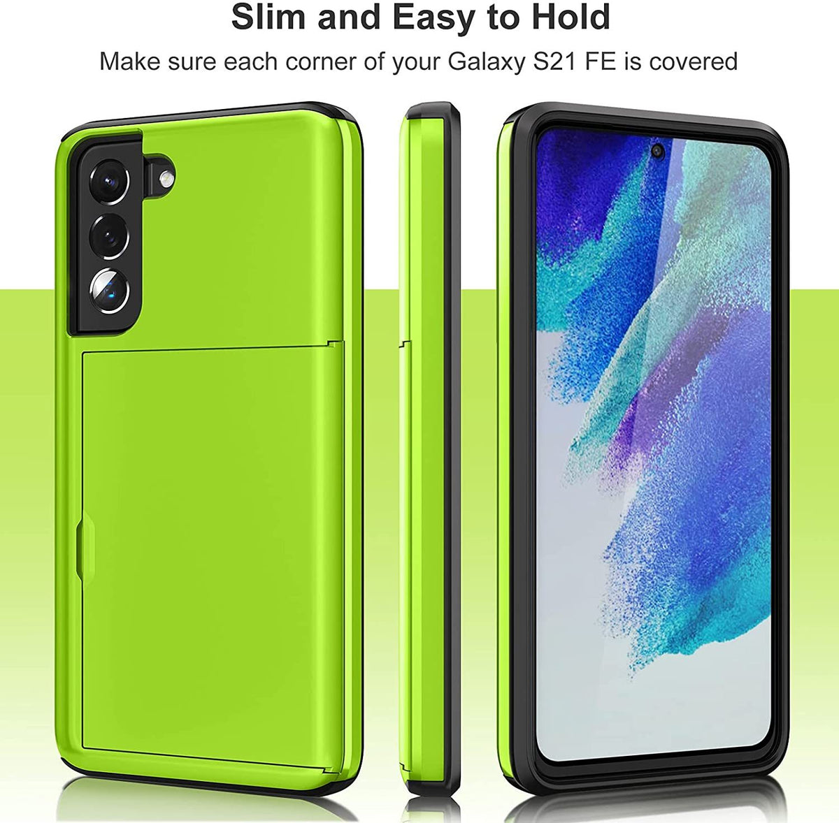 Samsung Galaxy S22 Shockproof Wallet Case Card Cover GREEN