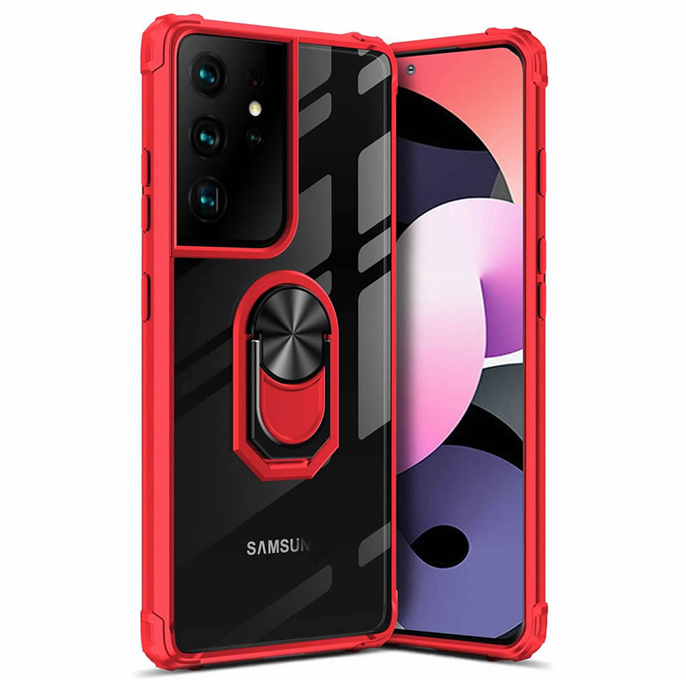 Samsung S21 Ultra Rugged Tough Case Shockproof Hybrid Cover RED