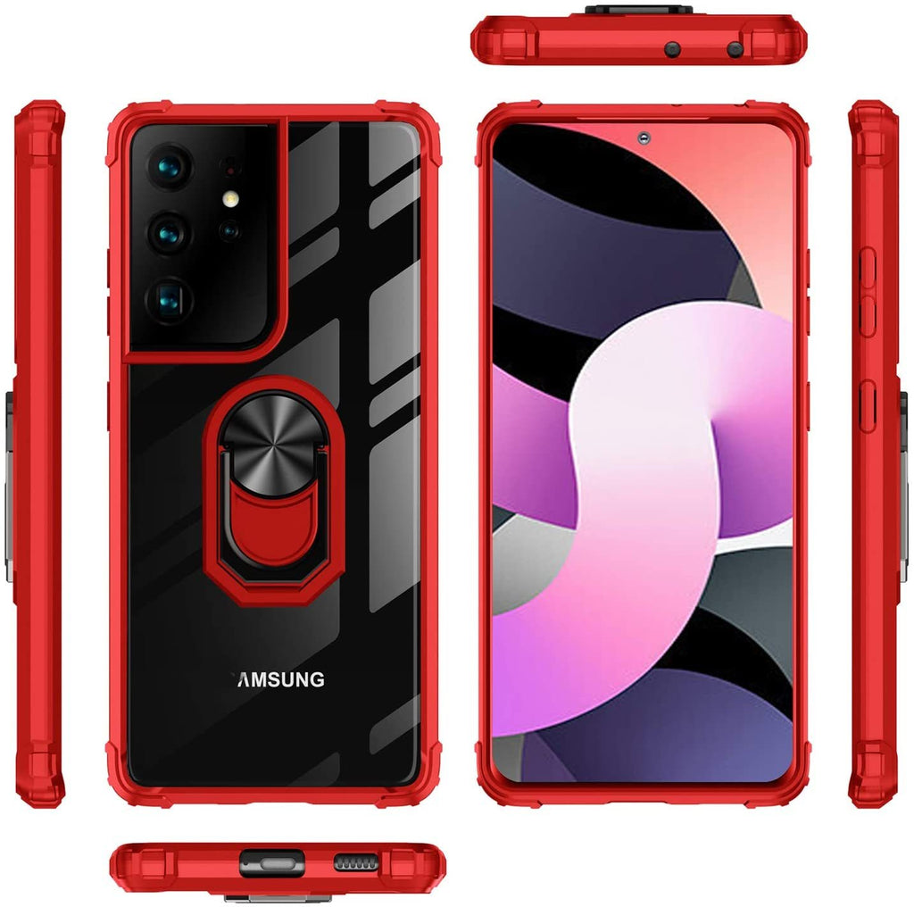 Samsung S21 Ultra Rugged Tough Case Shockproof Hybrid Cover RED