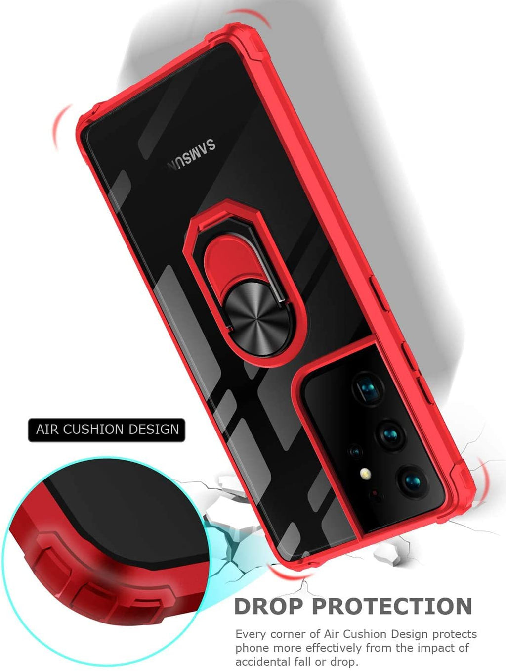 Samsung S21 Ultra Rugged Tough Case Shockproof Hybrid Cover RED
