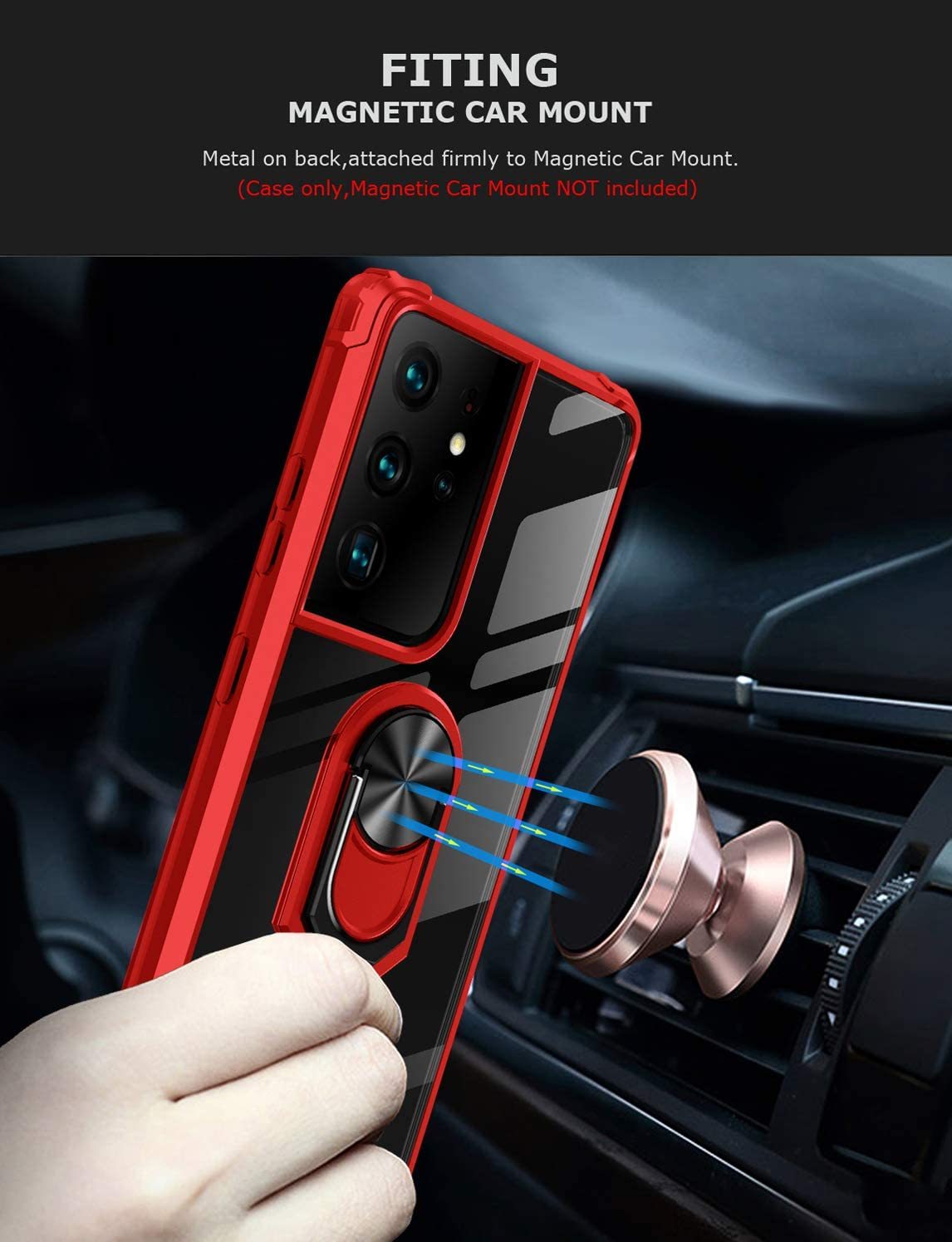Samsung S21 Ultra Rugged Tough Case Shockproof Hybrid Cover RED