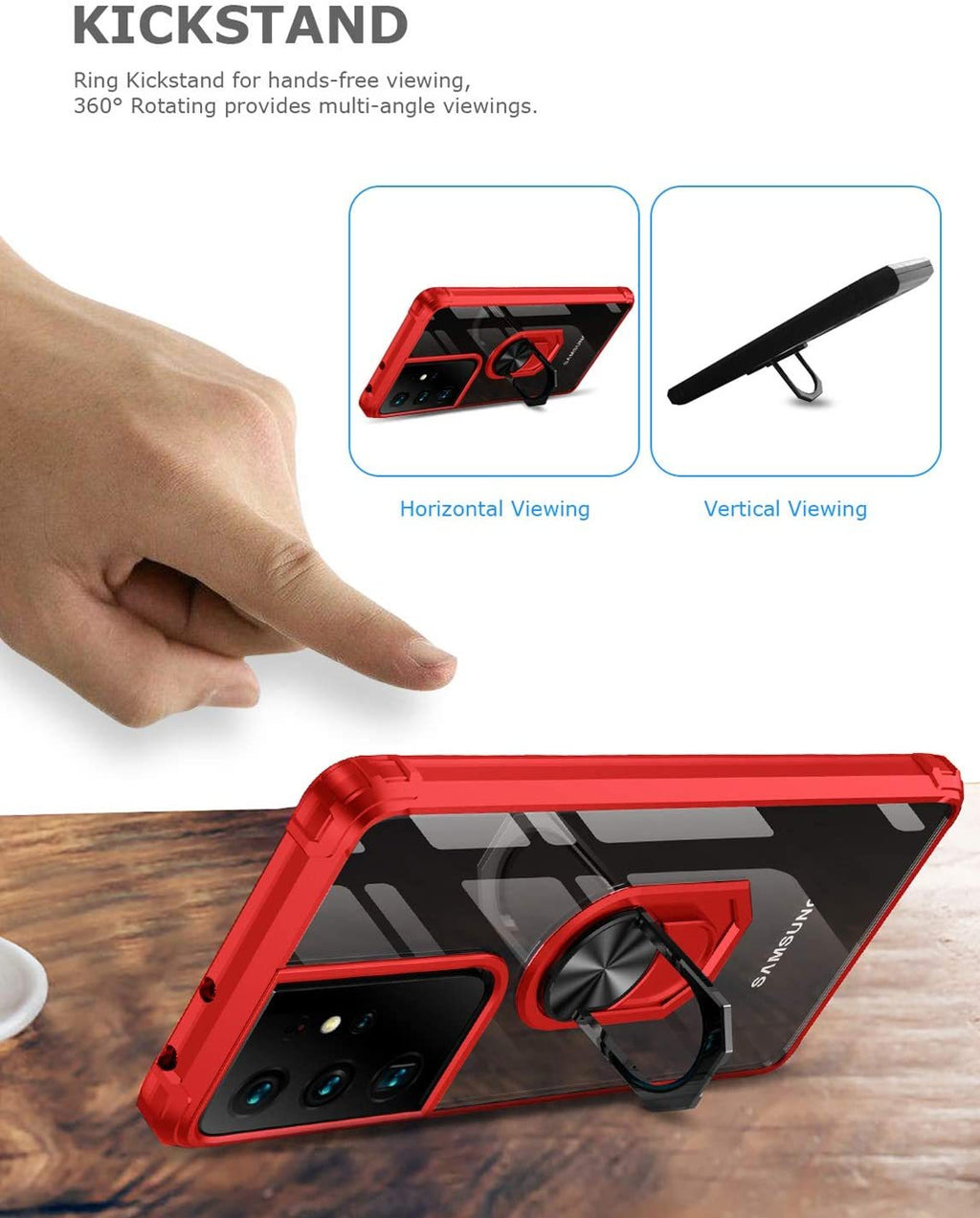 Samsung S21 Ultra Rugged Tough Case Shockproof Hybrid Cover RED