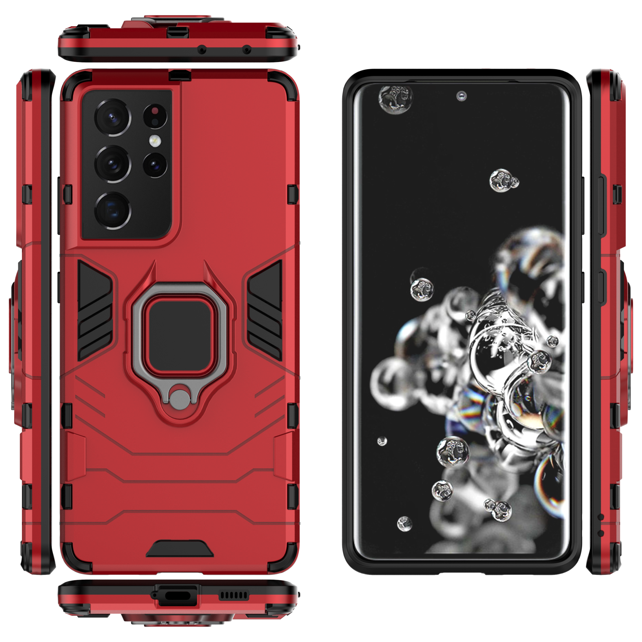 Samsung Galaxy S21 Ultra Rugged Tough Case Shockproof Hybrid Cover RED