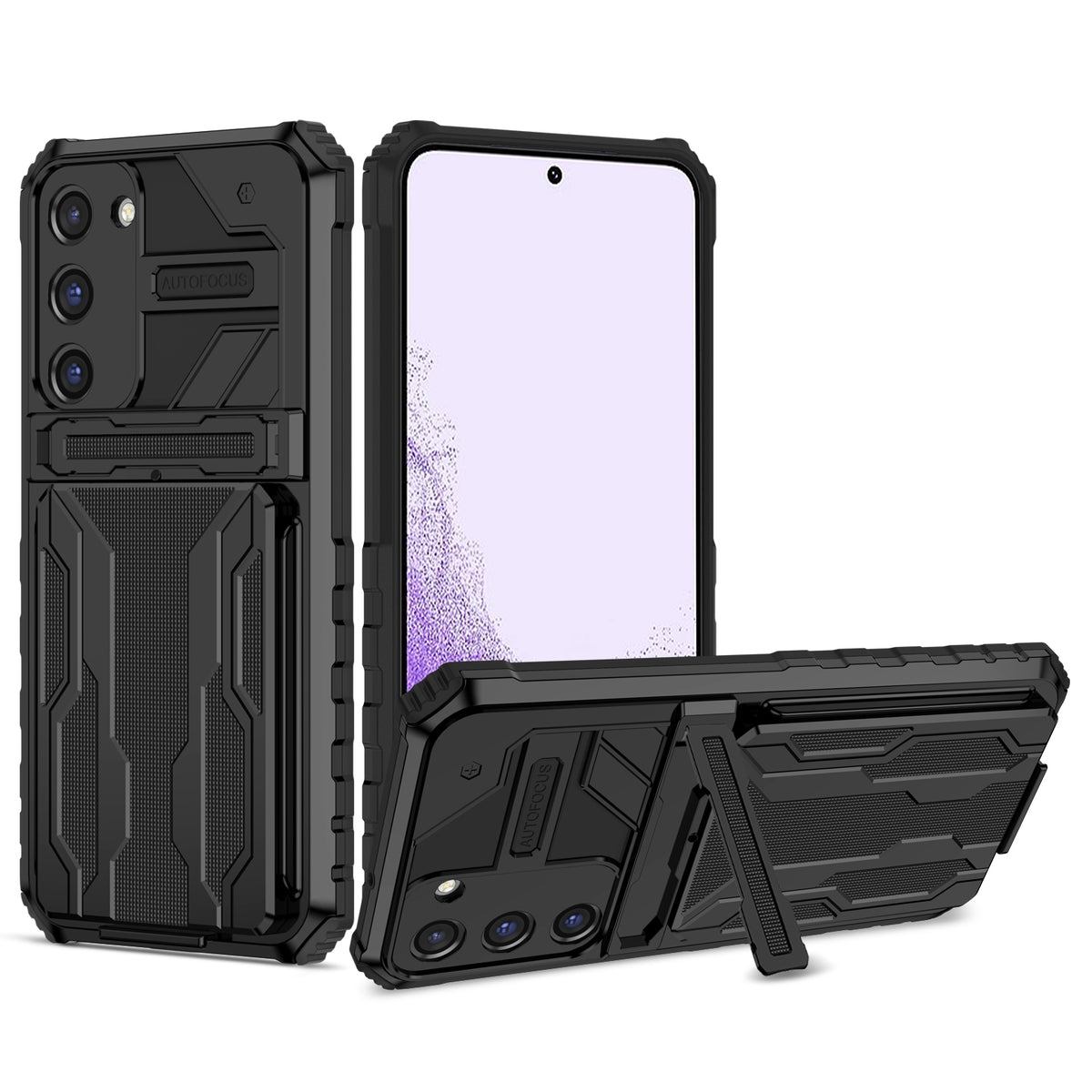 Samsung S23 Plus Heavy Duty Kickstand Case Shockproof Card Holder BLACK