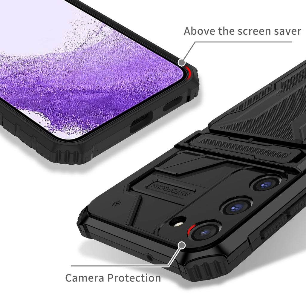 Samsung S23 Plus Heavy Duty Kickstand Case Shockproof Card Holder BLACK