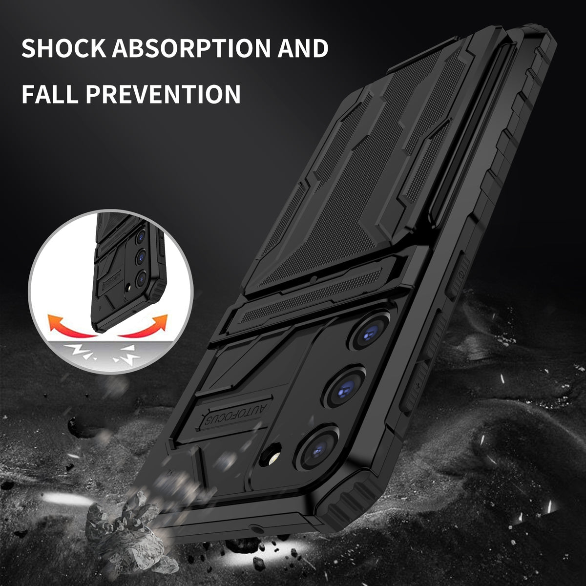 Samsung S23 Plus Heavy Duty Kickstand Case Shockproof Card Holder BLACK