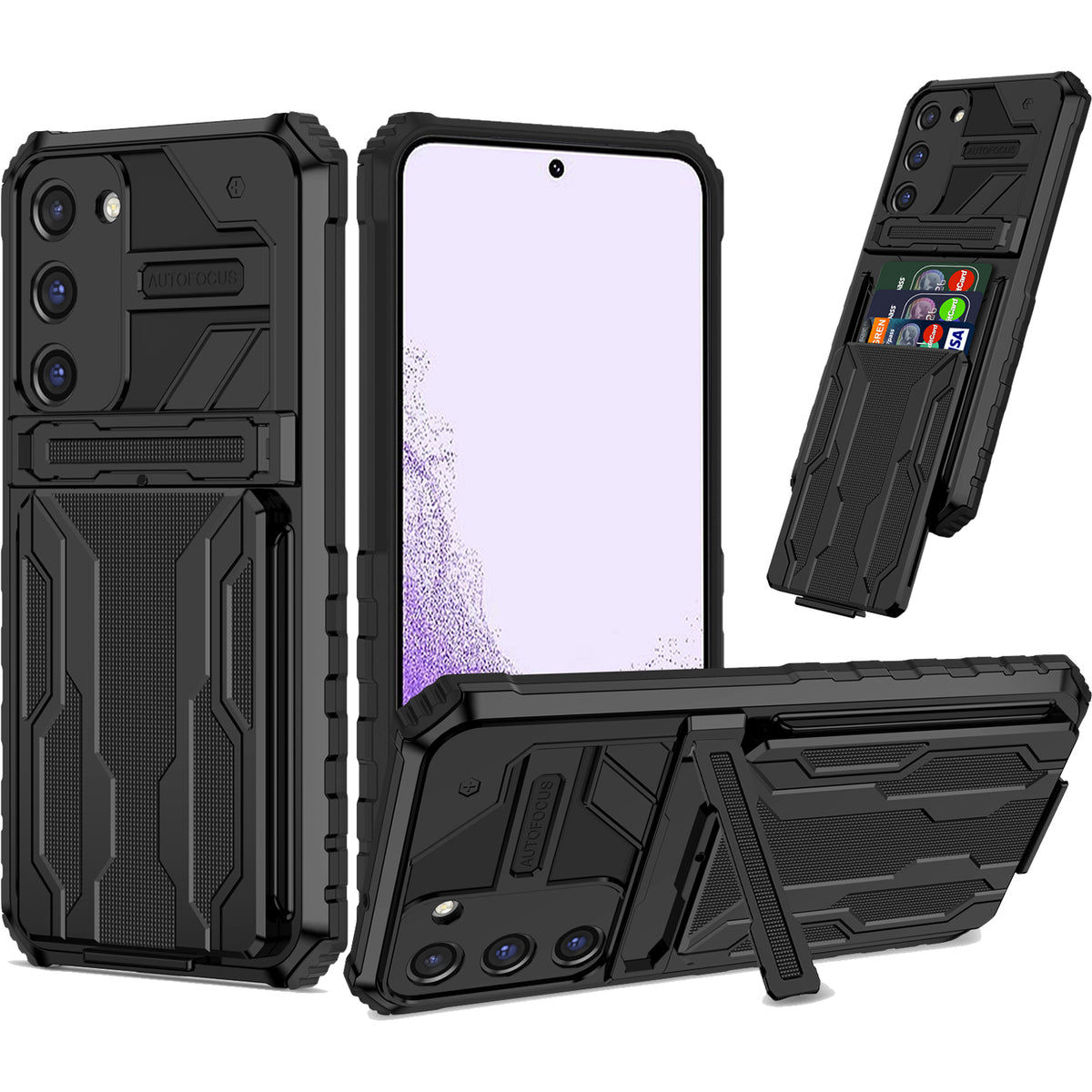 Samsung S23 Plus Heavy Duty Kickstand Case Shockproof Card Holder BLACK