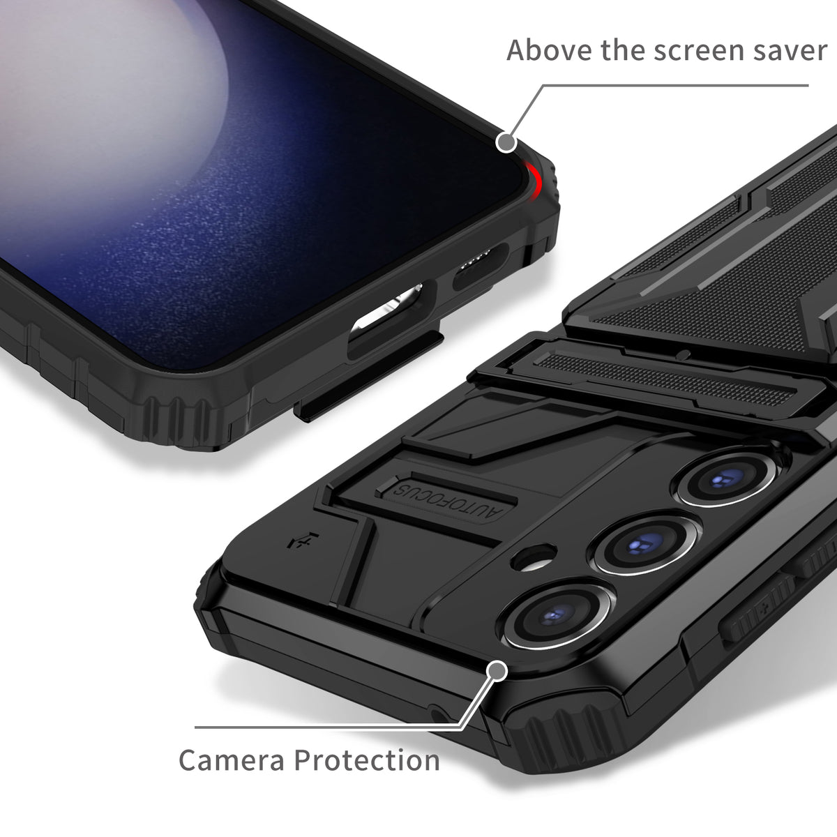Samsung S23 FE Heavy Duty Kickstand Case Shockproof Card Holder BLACK