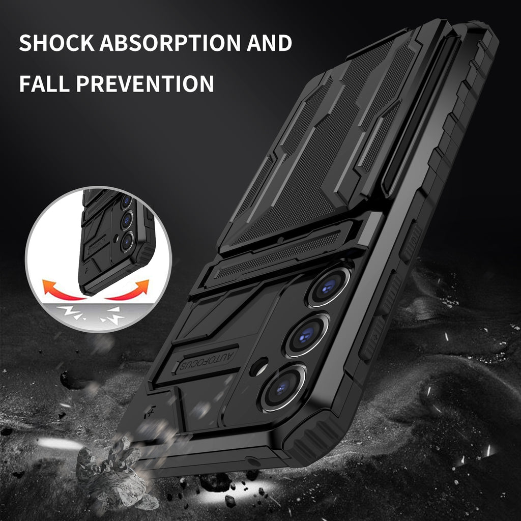 Samsung S23 FE Heavy Duty Kickstand Case Shockproof Card Holder BLACK