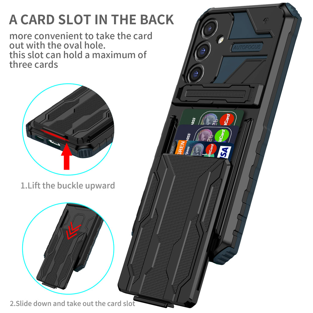 Samsung S23 FE Heavy Duty Kickstand Case Shockproof Card Holder GREEN
