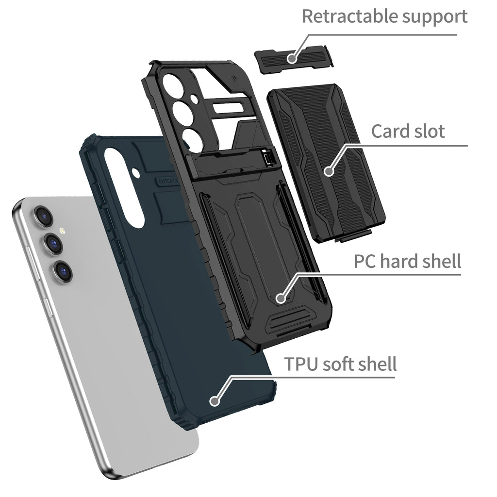 Samsung S23 FE Heavy Duty Kickstand Case Shockproof Card Holder GREEN