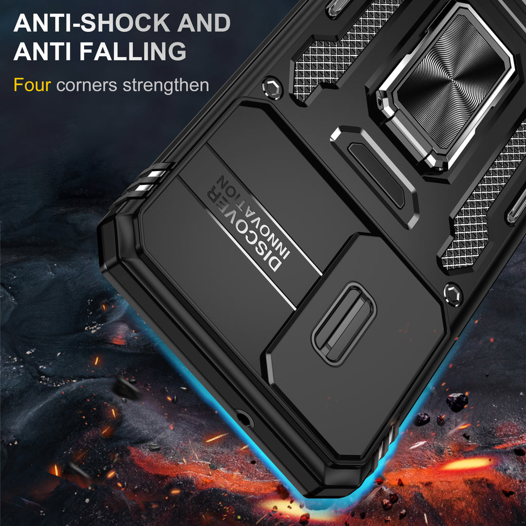 Samsung S23 FE Case Shockproof Kickstand Hybrid Cover BLACK