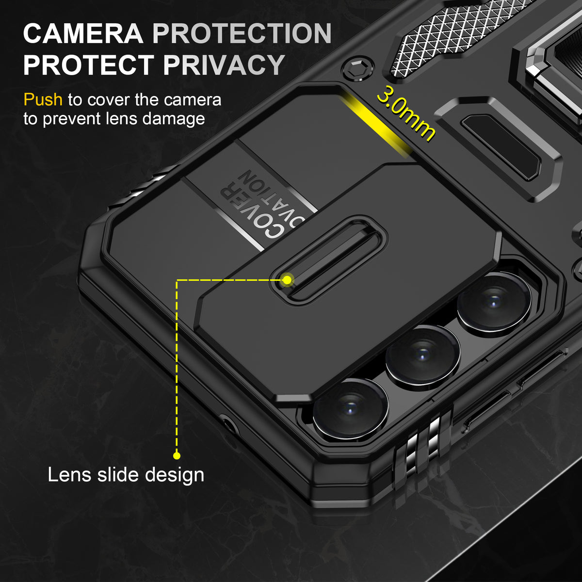 Samsung S23 FE Case Shockproof Kickstand Hybrid Cover BLACK