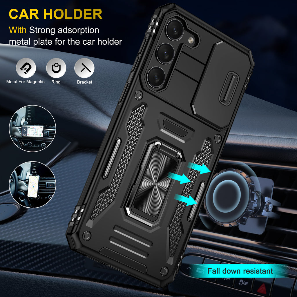 Samsung S23 FE Case Shockproof Kickstand Hybrid Cover BLACK
