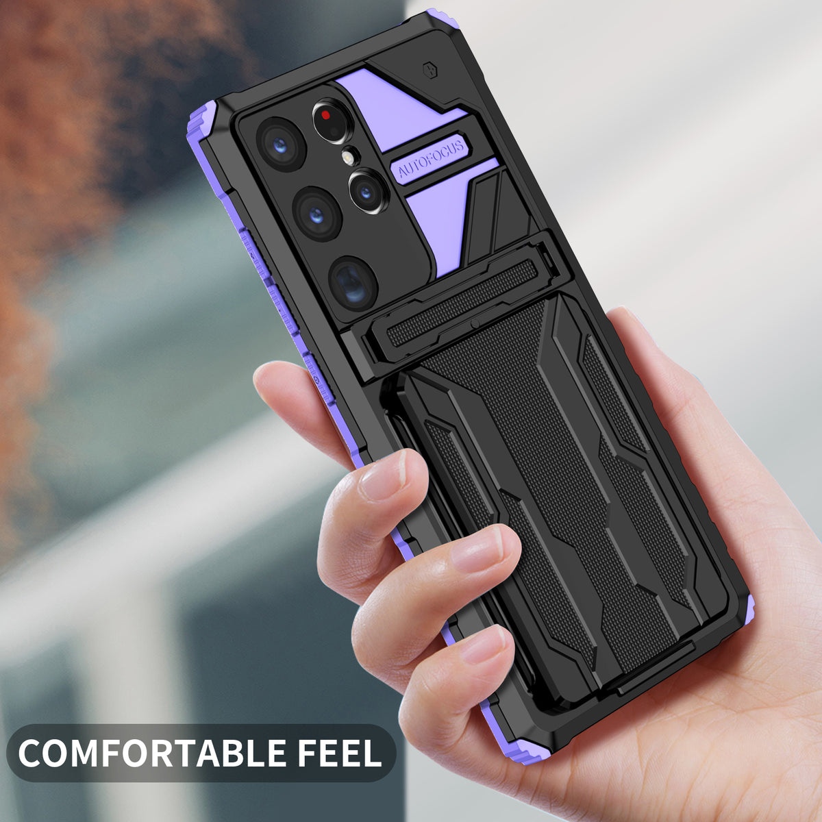 Samsung S23 Ultra Heavy Duty Kickstand Case Shockproof Card Holder PURPLE