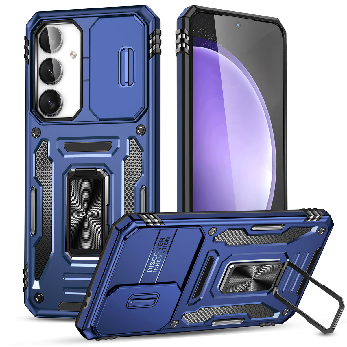 Samsung S24 FE Case Shockproof Kickstand Hybrid Cover DARK BLUE