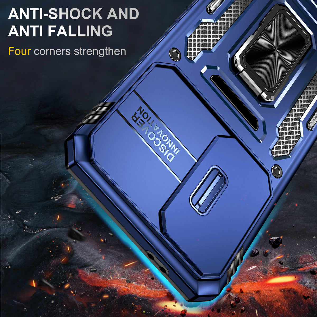 Samsung S24 FE Case Shockproof Kickstand Hybrid Cover DARK BLUE