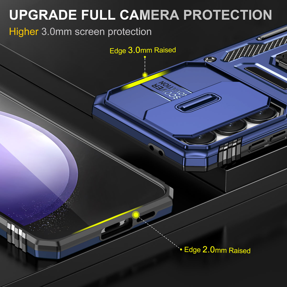 Samsung S24 FE Case Shockproof Kickstand Hybrid Cover DARK BLUE