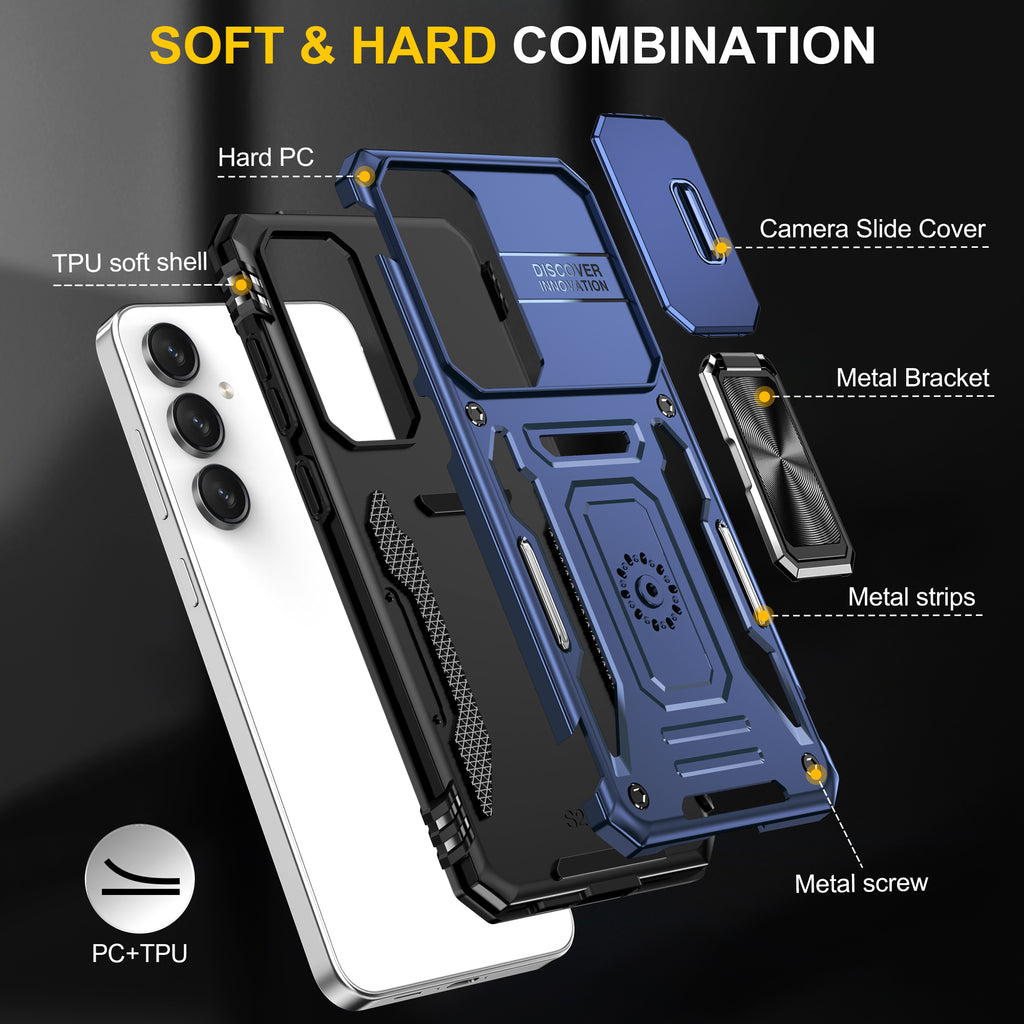 Samsung S24 FE Case Shockproof Kickstand Hybrid Cover DARK BLUE