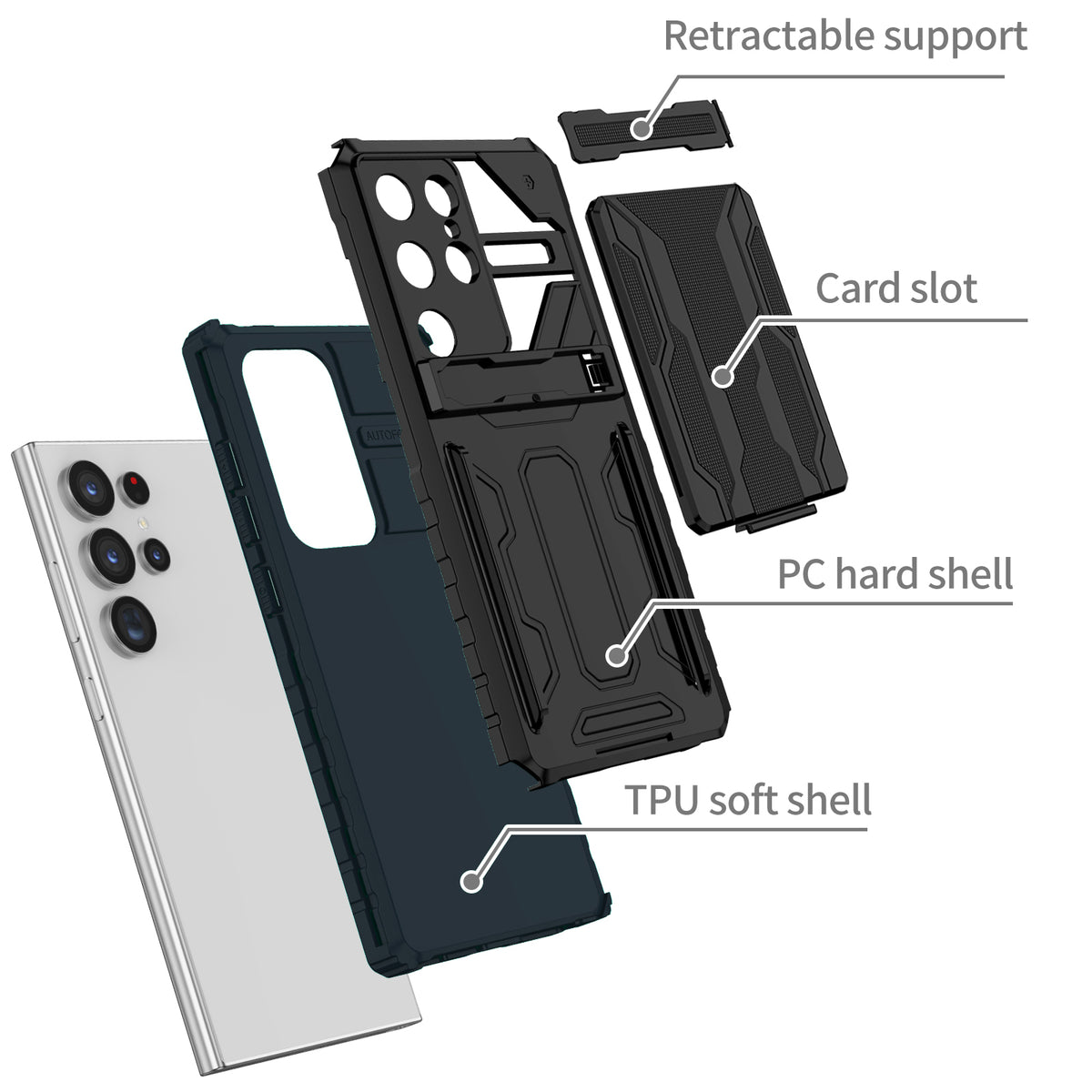 Samsung S24 Ultra Heavy Duty Kickstand Case Shockproof Card Holder GREEN
