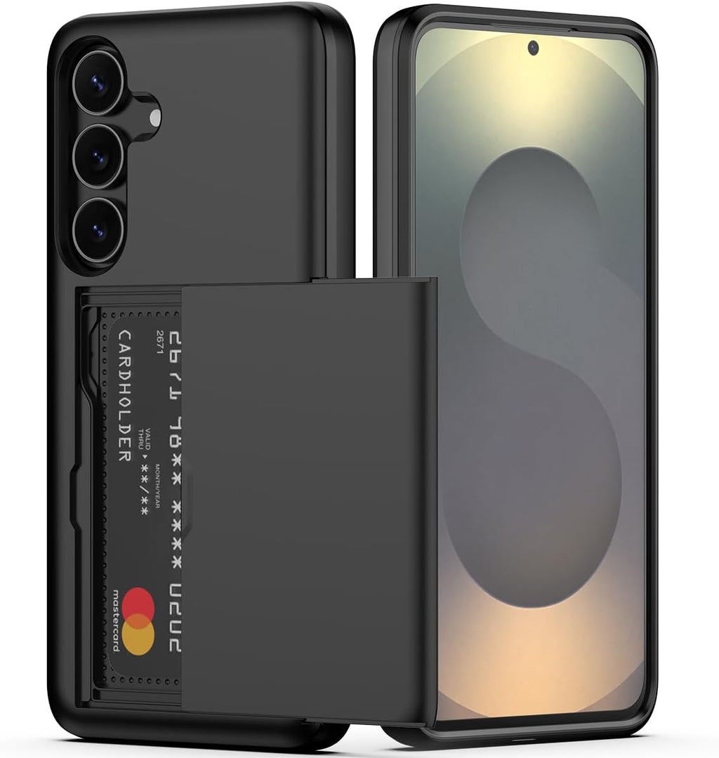 Samsung Galaxy S25 Shockproof Wallet Case Card Cover BLACK