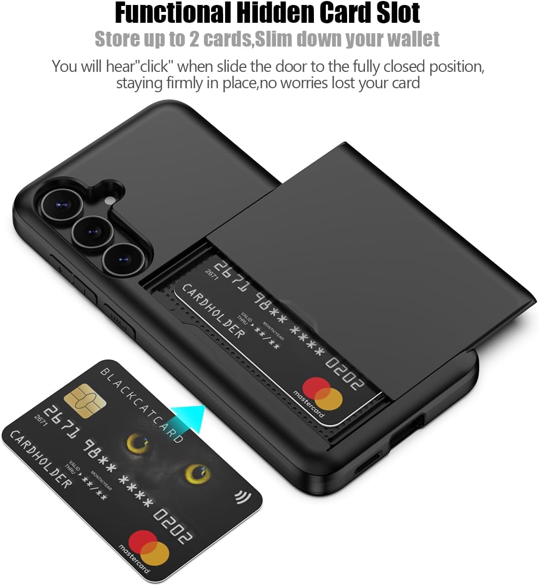 Samsung Galaxy S25 Shockproof Wallet Case Card Cover BLACK