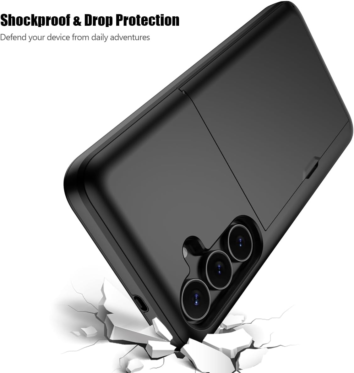 Samsung Galaxy S25 Shockproof Wallet Case Card Cover BLACK