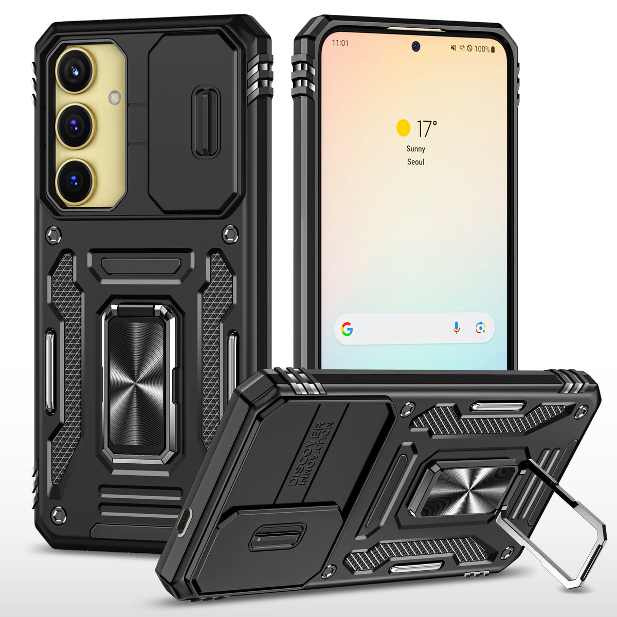 Samsung S25 Plus Case Shockproof Kickstand Hybrid Cover BLACK