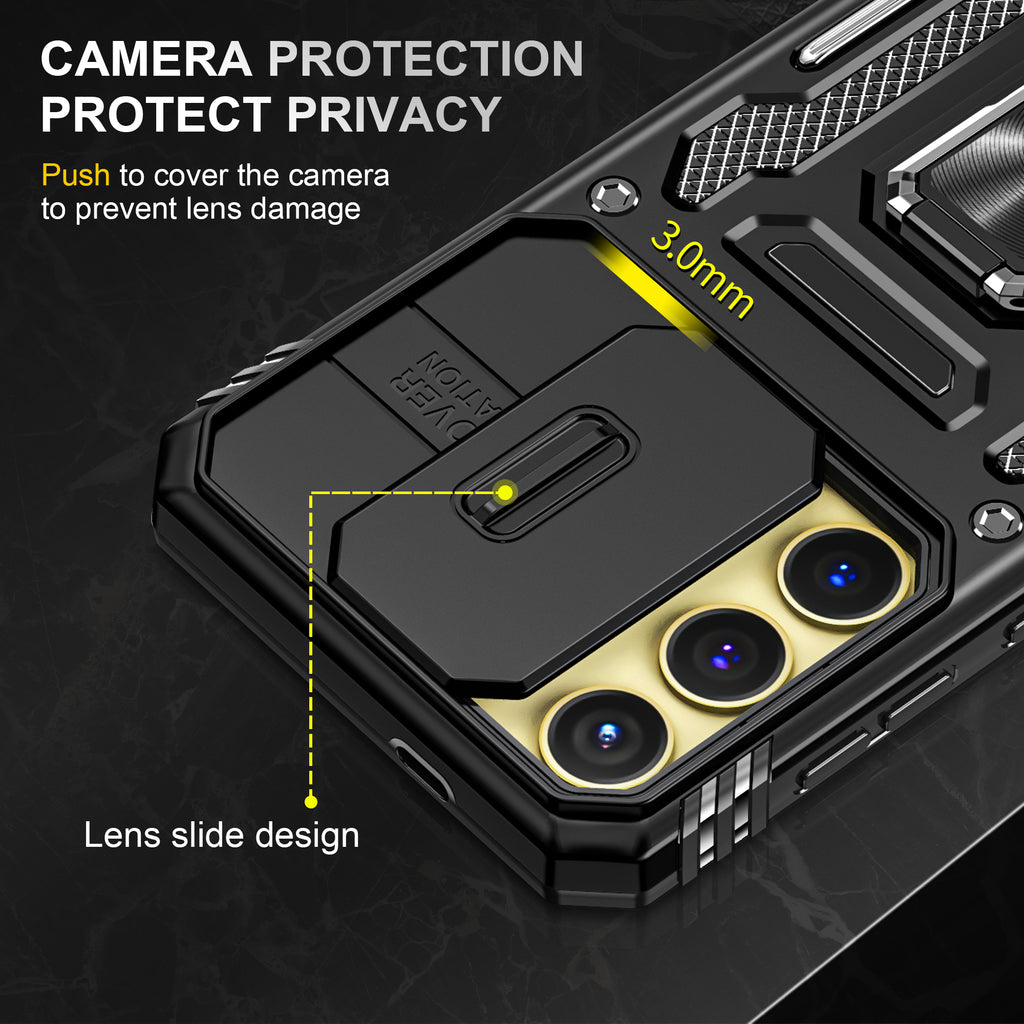 Samsung S25 Plus Case Shockproof Kickstand Hybrid Cover BLACK