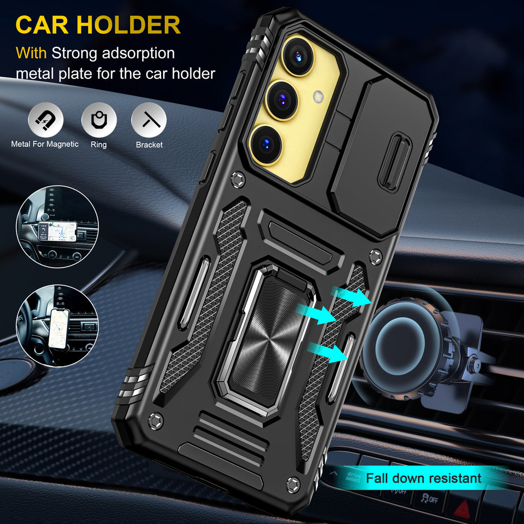 Samsung S25 Plus Case Shockproof Kickstand Hybrid Cover BLACK