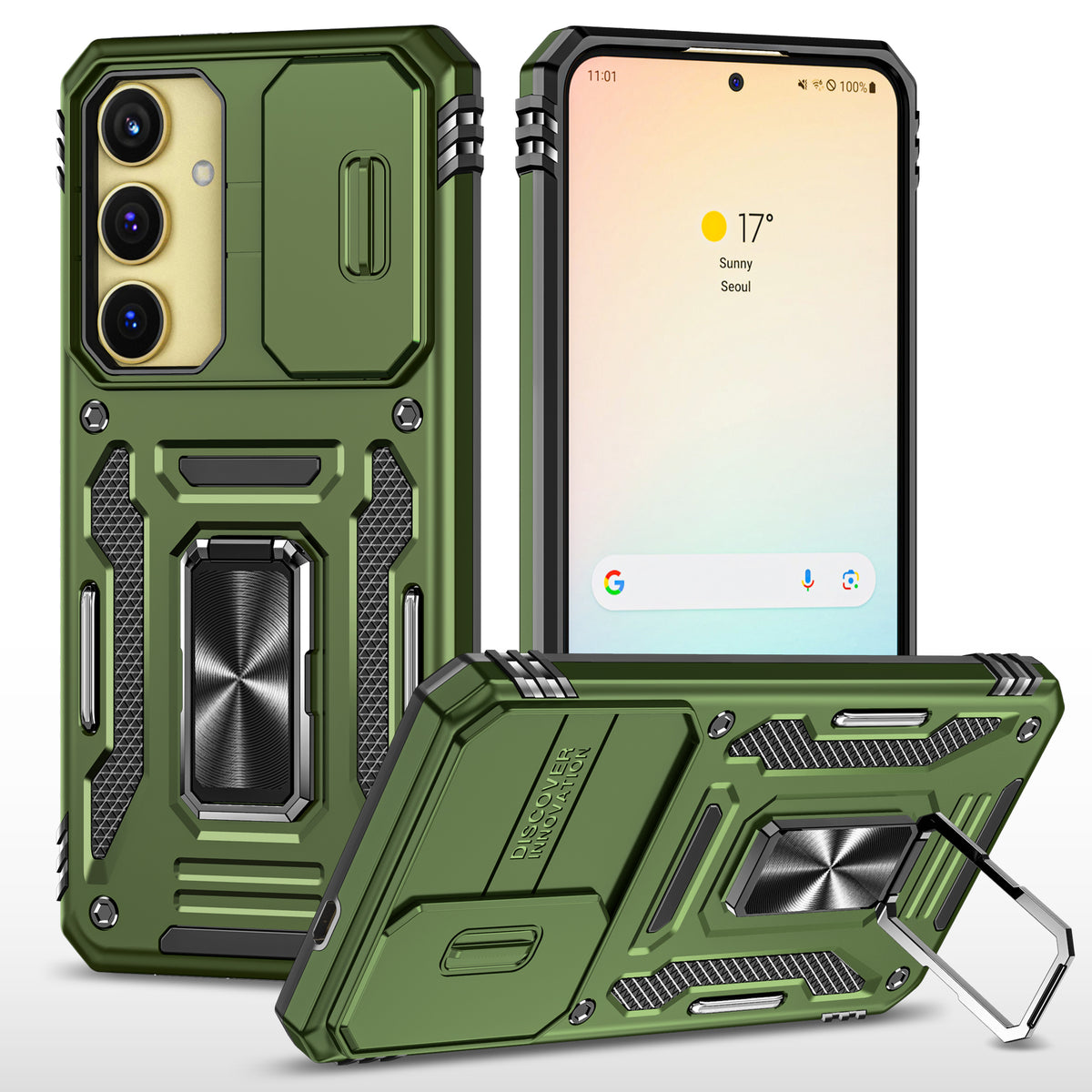 Samsung S25 Plus Case Shockproof Kickstand Hybrid Cover DARK GREEN