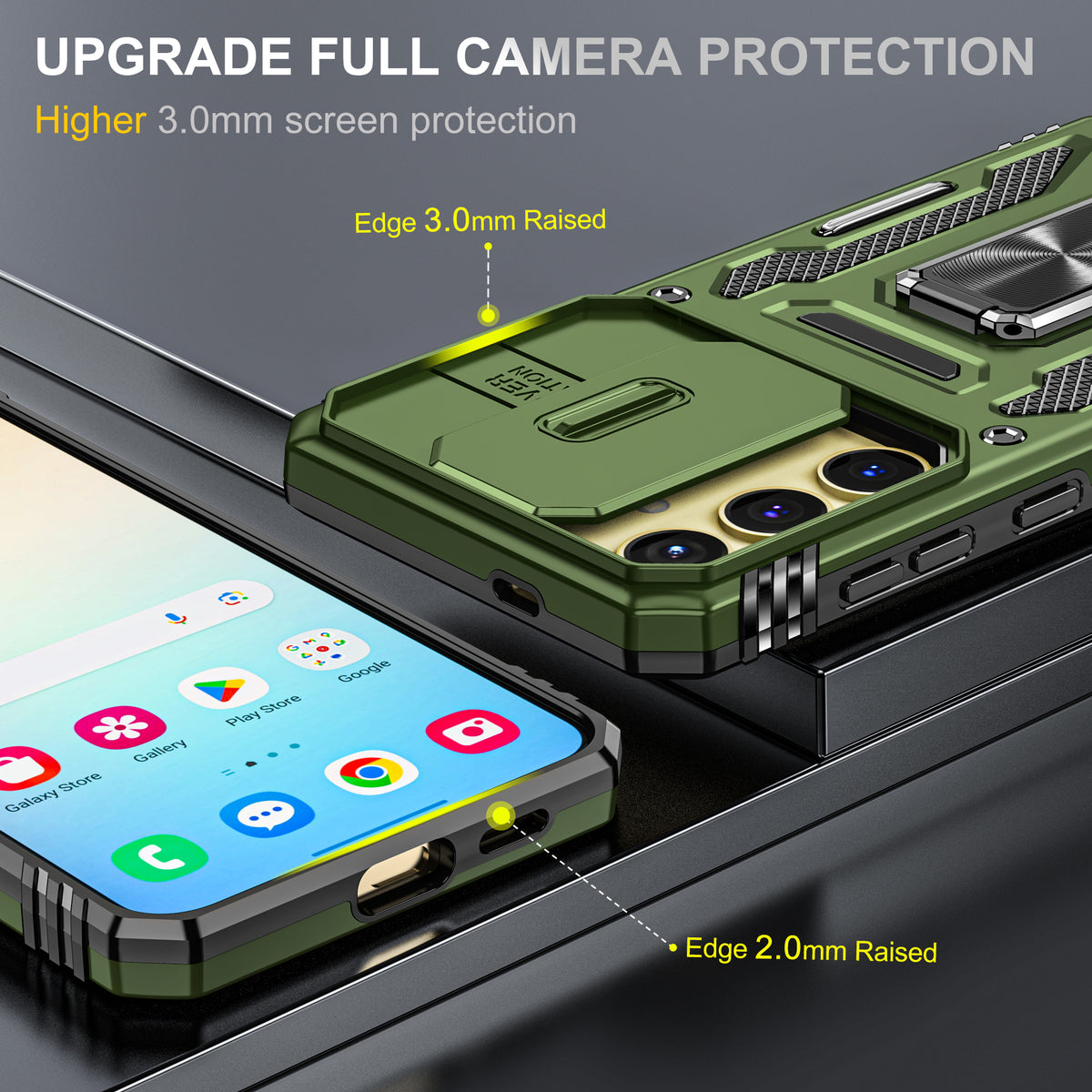 Samsung S25 Plus Case Shockproof Kickstand Hybrid Cover DARK GREEN