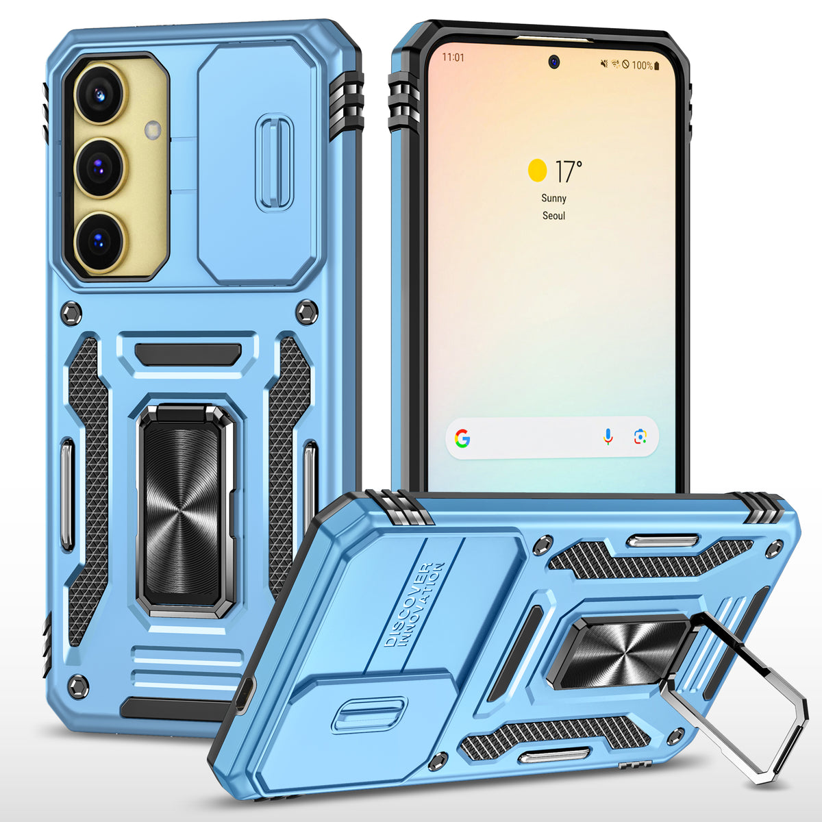 Samsung S25 Plus Case Shockproof Kickstand Hybrid Cover LIGHT BLUE