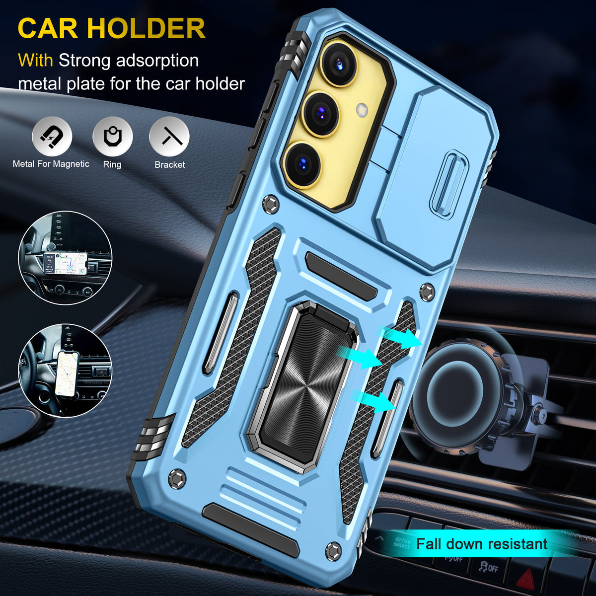 Samsung S25 Plus Case Shockproof Kickstand Hybrid Cover LIGHT BLUE