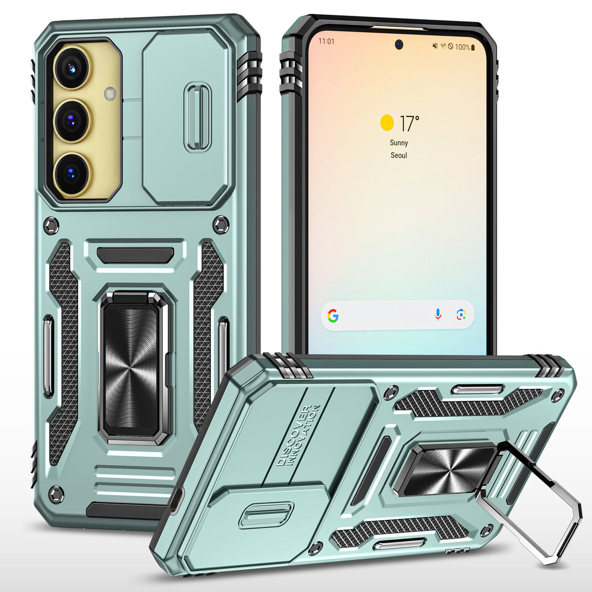 Samsung S25 Plus Case Shockproof Kickstand Hybrid Cover LIGHT GREEN