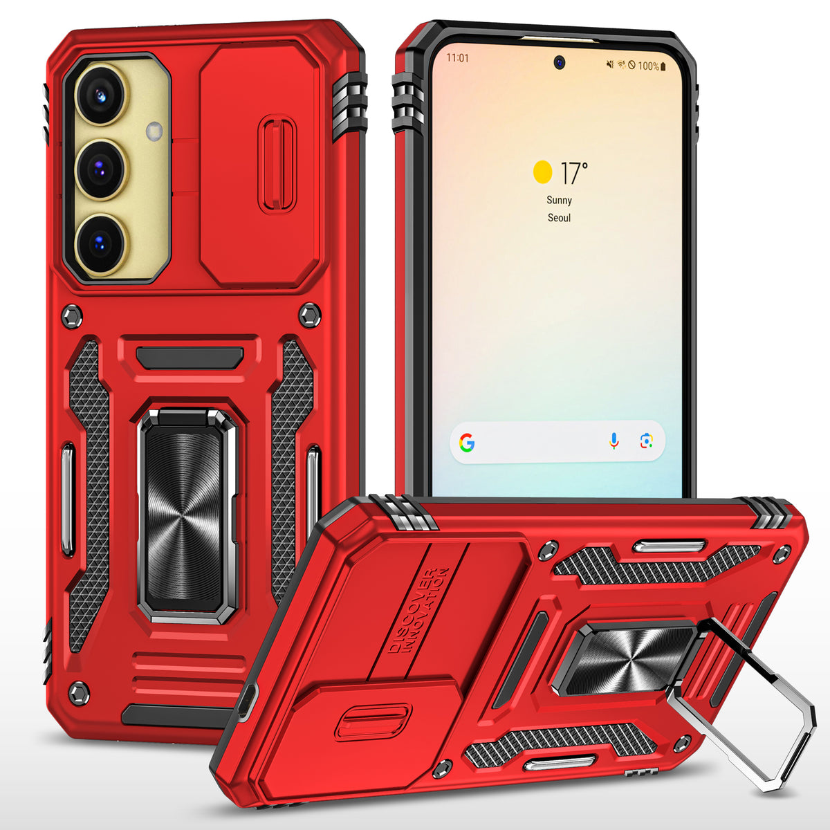 Samsung S25 Plus Case Shockproof Kickstand Hybrid Cover RED