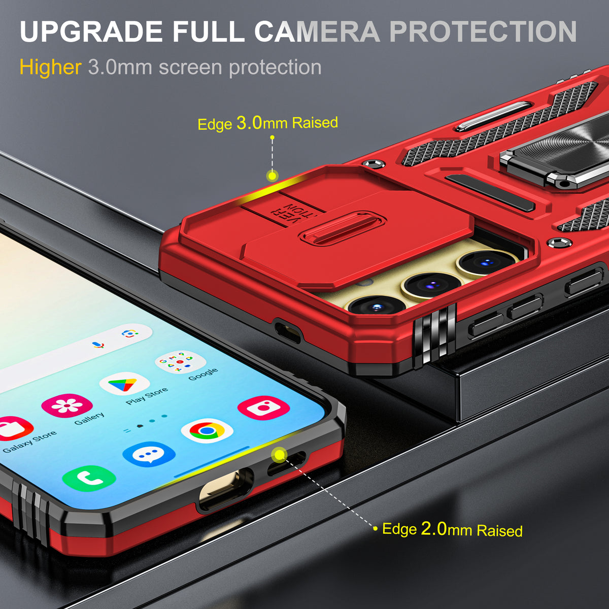 Samsung S25 Plus Case Shockproof Kickstand Hybrid Cover RED