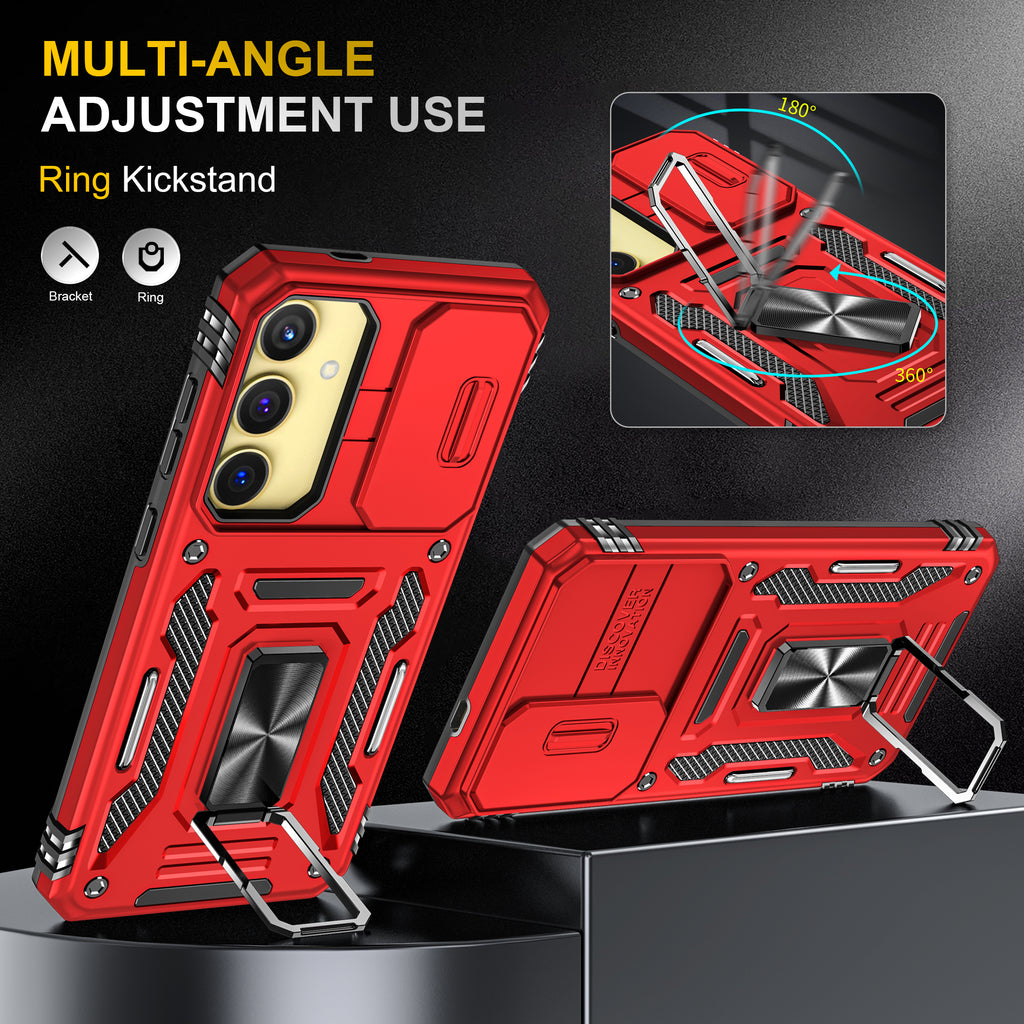 Samsung S25 Plus Case Shockproof Kickstand Hybrid Cover RED