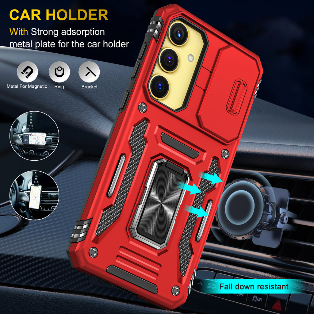 Samsung S25 Plus Case Shockproof Kickstand Hybrid Cover RED