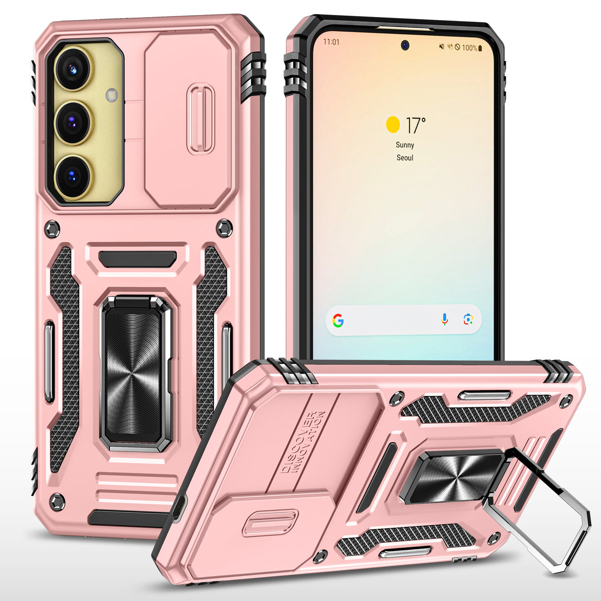 Samsung S25 Plus Case Shockproof Kickstand Hybrid Cover PINK