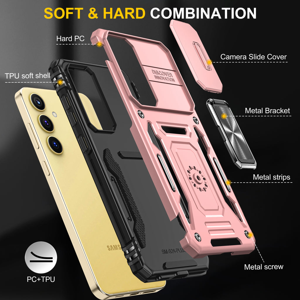 Samsung S25 Plus Case Shockproof Kickstand Hybrid Cover PINK