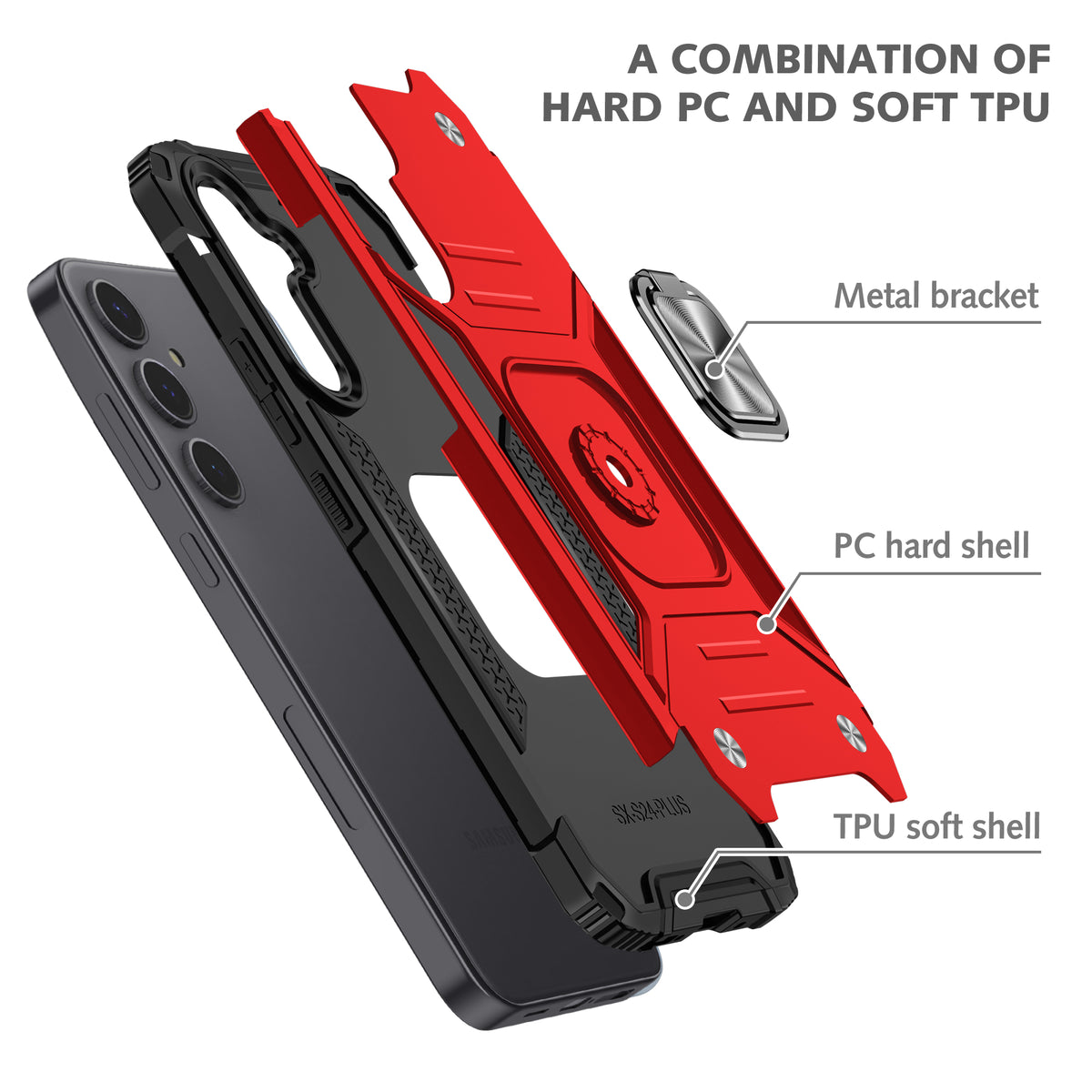 Samsung Galaxy S26 Plus Rugged Tough Case Shockproof Hybrid Cover RED
