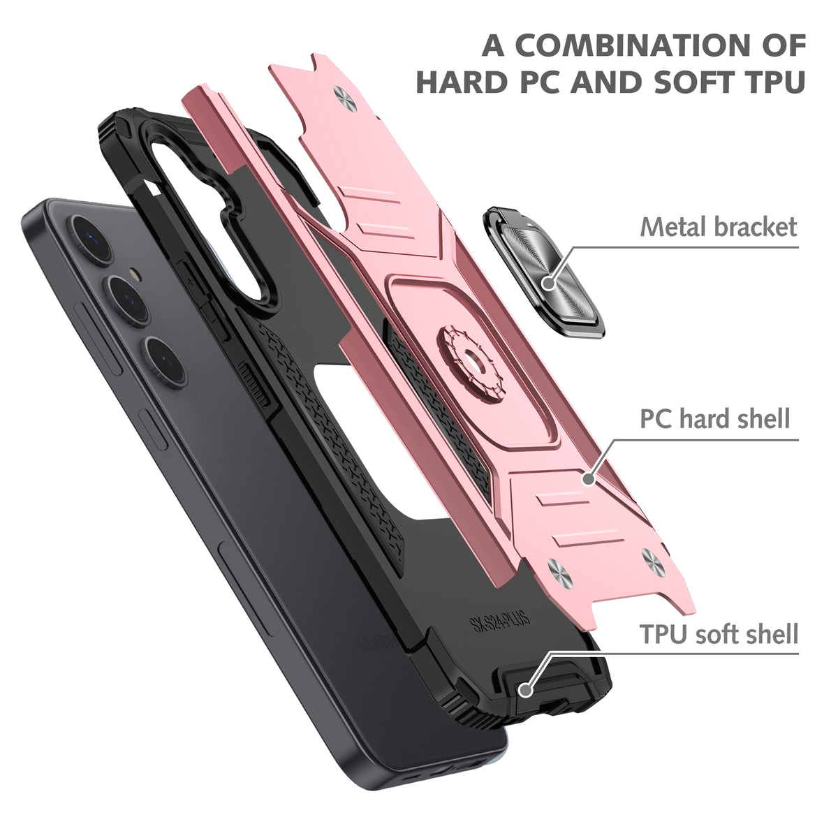 Samsung Galaxy S25 Plus Rugged Tough Case Shockproof Hybrid Cover PINK
