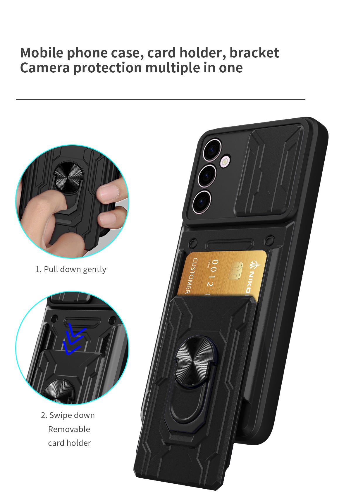 Samsung Galaxy S24 FE Rugged Shockproof Case Kickstand Card Cover BLUE