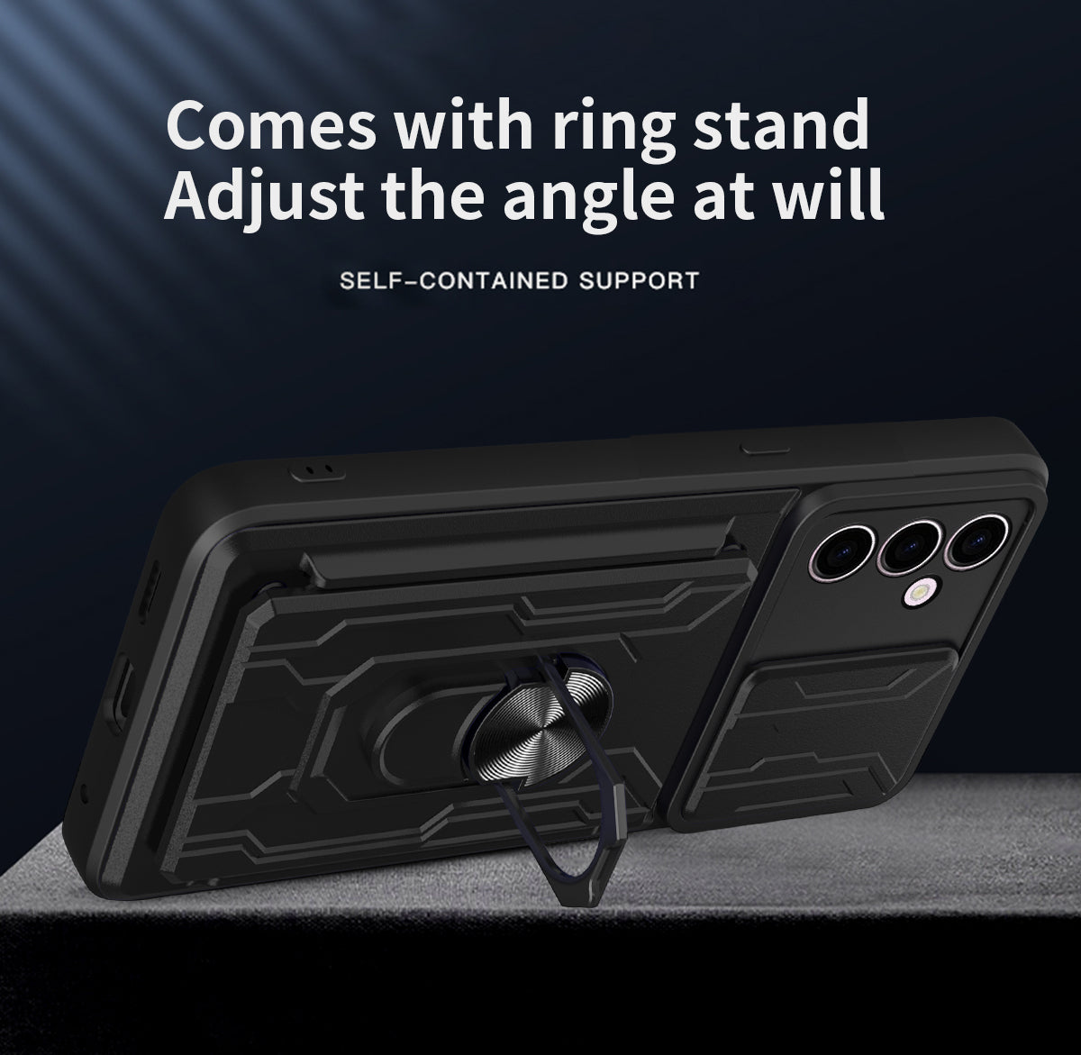 Samsung Galaxy S24 FE Rugged Shockproof Case Kickstand Card Cover BLUE