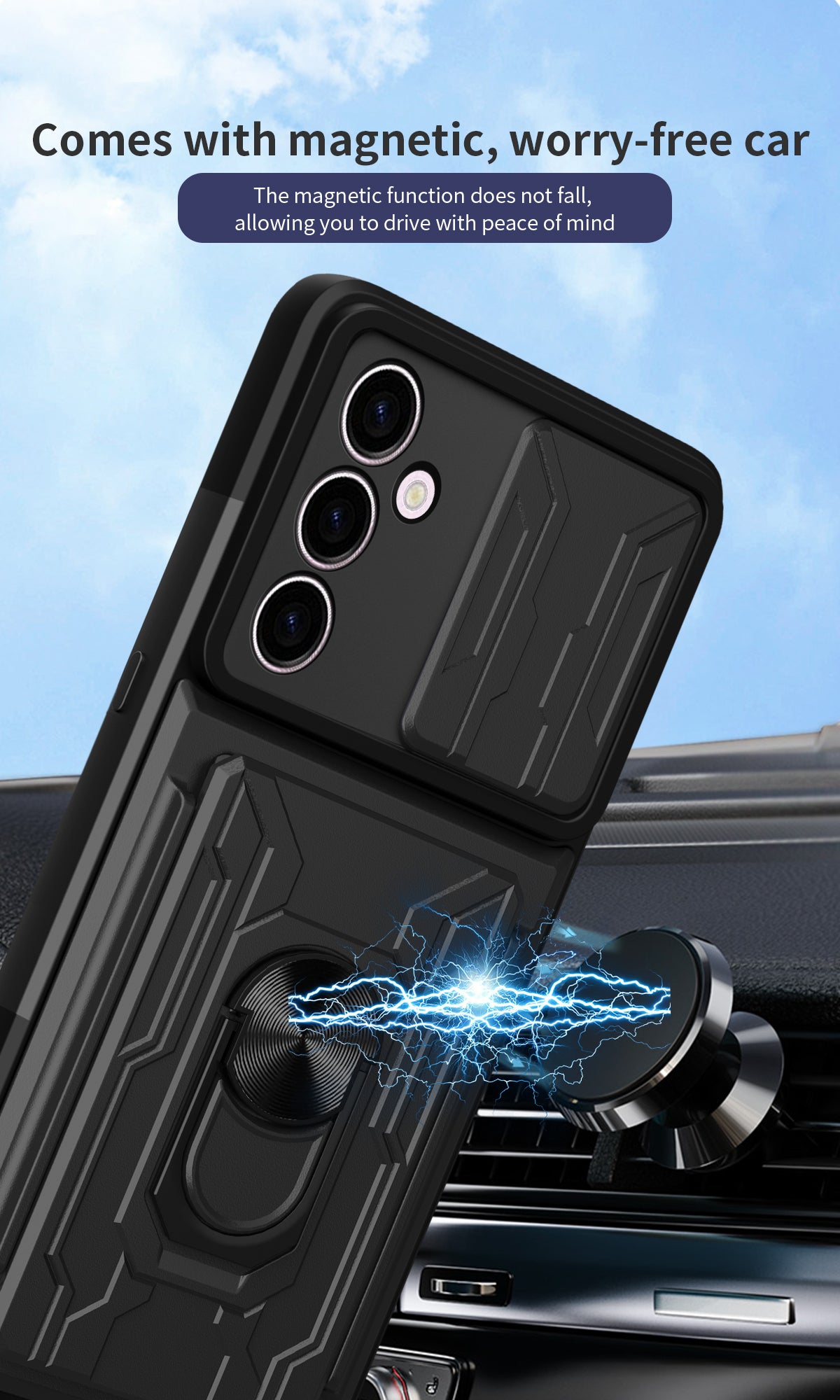 Samsung Galaxy S24 FE Rugged Shockproof Case Kickstand Card Cover BLUE