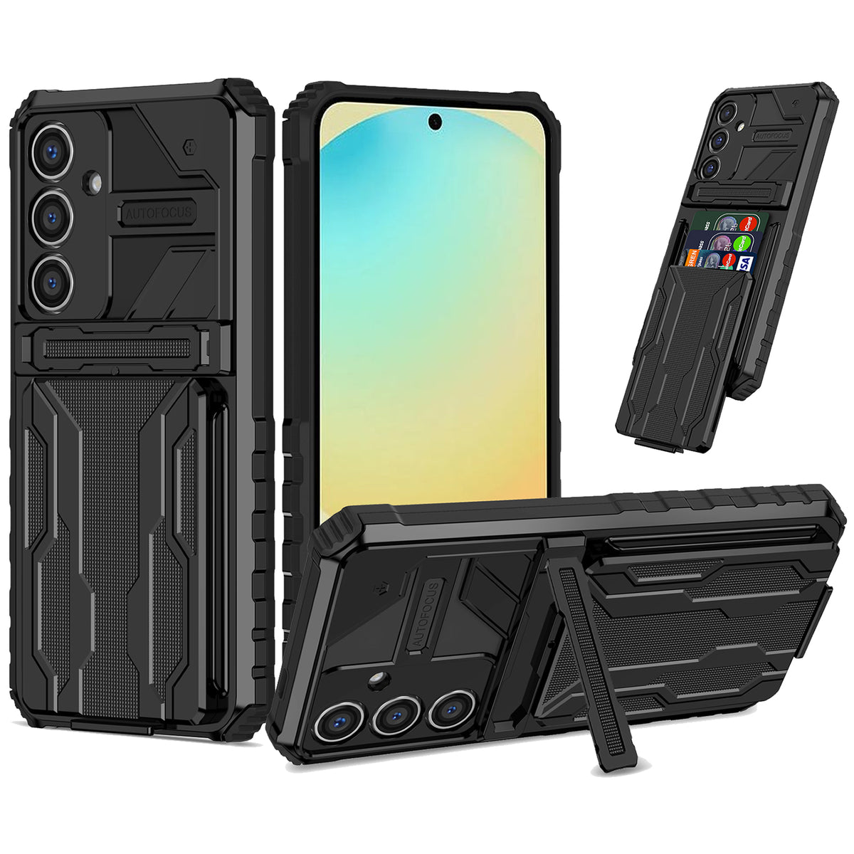 Samsung S26 Plus Heavy Duty Kickstand Case Shockproof Card Holder BLACK